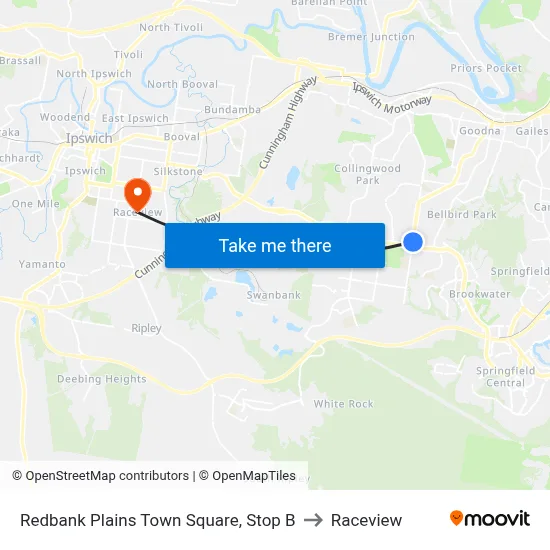 Redbank Plains Town Square, Stop B to Raceview map