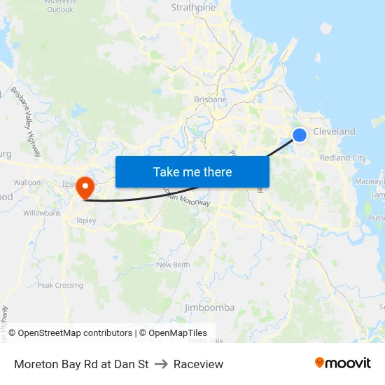 Moreton Bay Rd at Dan St to Raceview map