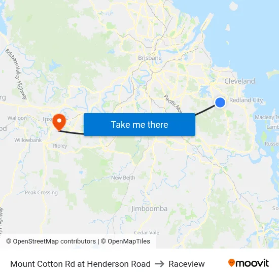 Mount Cotton Rd at Henderson Road to Raceview map