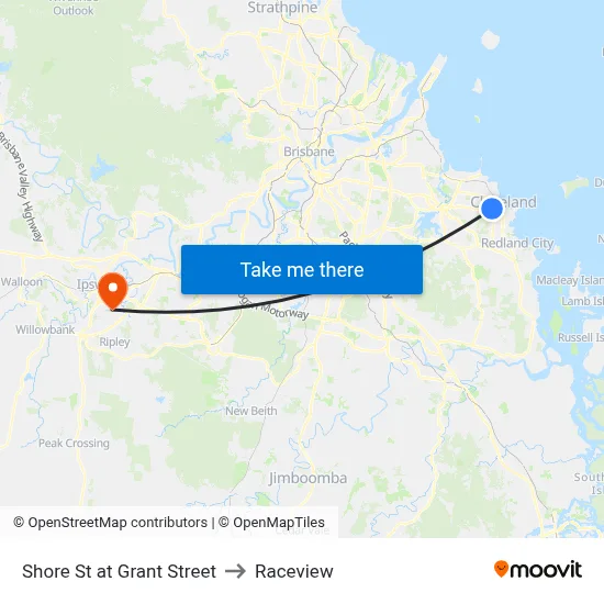 Shore St at Grant Street to Raceview map