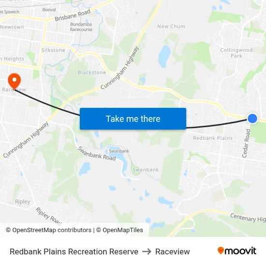 Redbank Plains Recreation Reserve to Raceview map