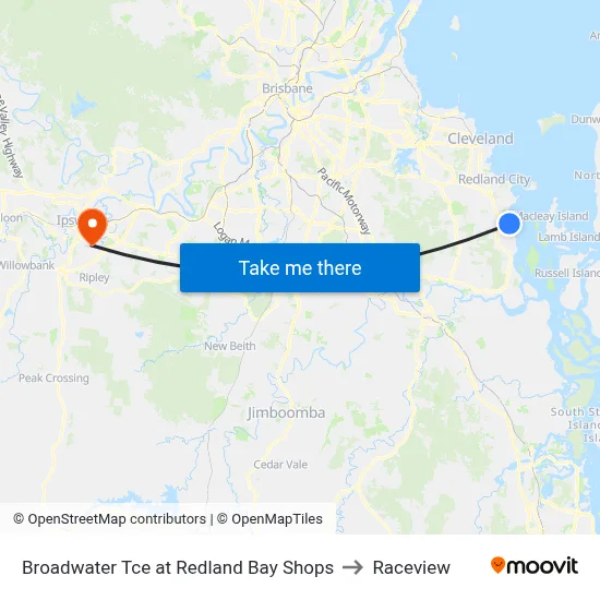 Broadwater Tce at Redland Bay Shops to Raceview map
