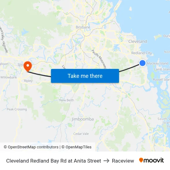 Cleveland Redland Bay Rd at Anita Street to Raceview map