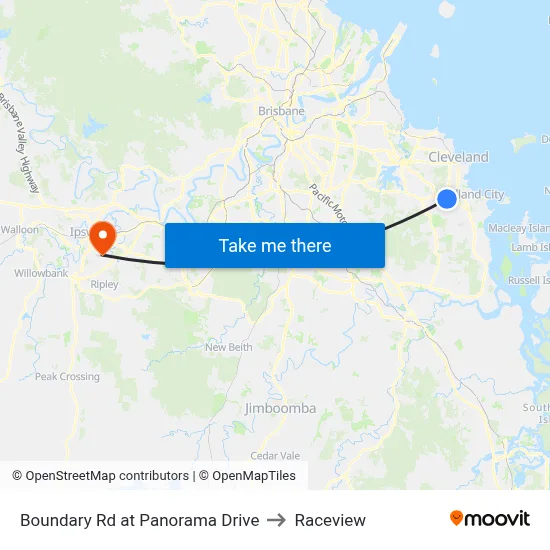 Boundary Rd at Panorama Drive to Raceview map