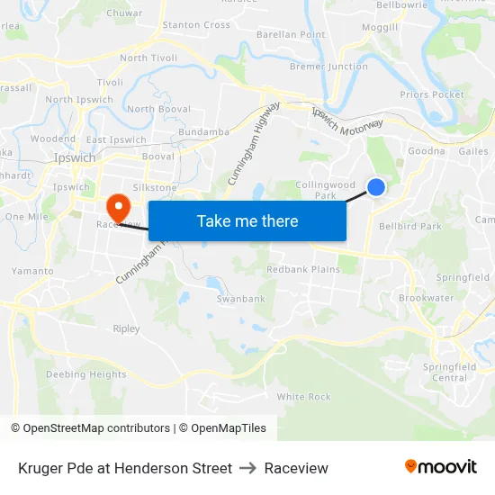 Kruger Pde at Henderson Street to Raceview map