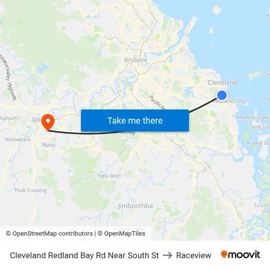 Cleveland Redland Bay Rd Near South St to Raceview map