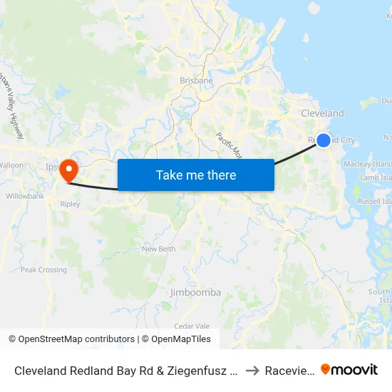 Cleveland Redland Bay Rd & Ziegenfusz Rd to Raceview map