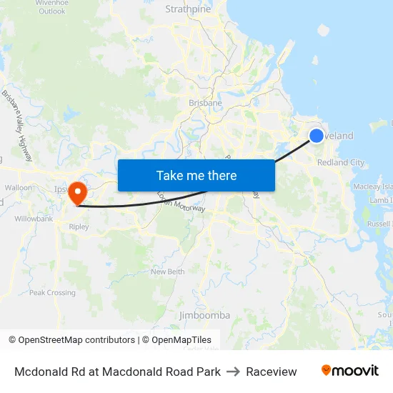 Mcdonald Rd at Macdonald Road Park to Raceview map