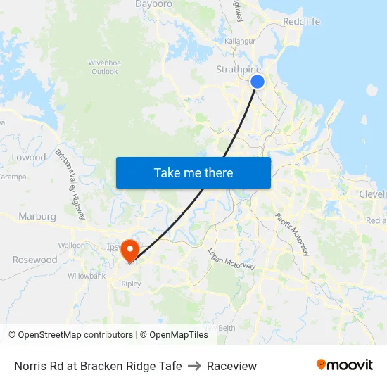 Norris Rd at Bracken Ridge Tafe to Raceview map