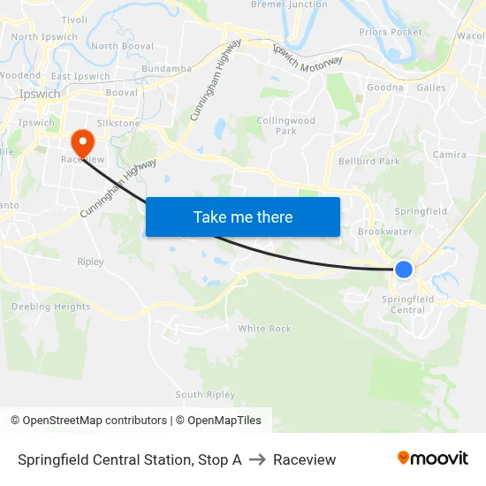 Springfield Central Station, Stop A to Raceview map