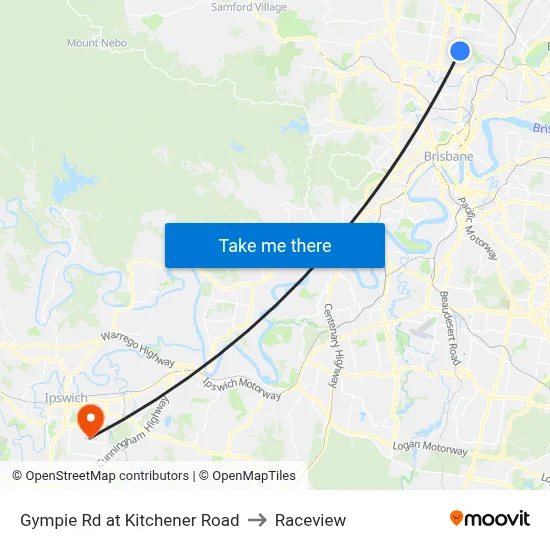 Gympie Rd at Kitchener Road to Raceview map