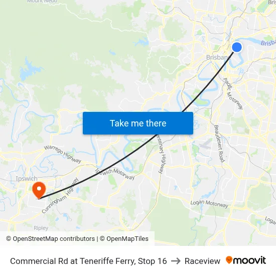 Commercial Rd at Teneriffe Ferry, Stop 16 to Raceview map