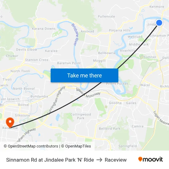 Sinnamon Rd at Jindalee Park 'N' Ride to Raceview map