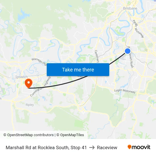 Marshall Rd at Rocklea South, Stop 41 to Raceview map