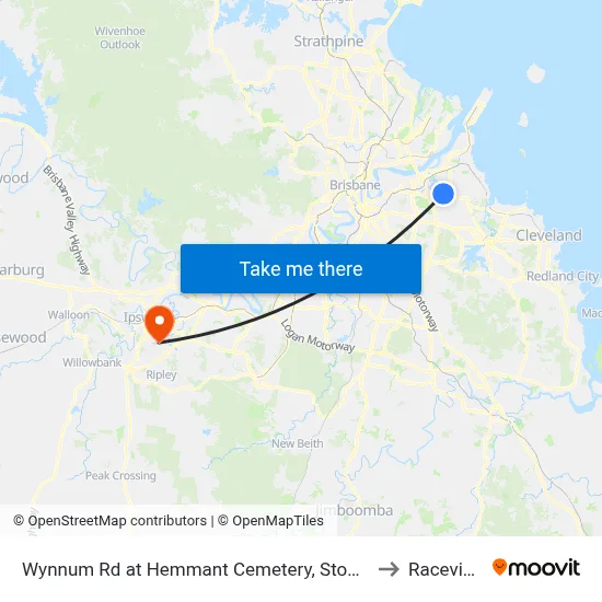 Wynnum Rd at Hemmant Cemetery, Stop 44 to Raceview map