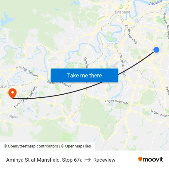 Aminya St at Mansfield, Stop 67a to Raceview map