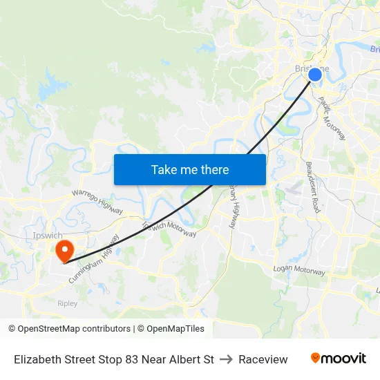 Elizabeth Street Stop 83 Near Albert St to Raceview map
