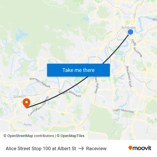 Alice Street Stop 100 at Albert St to Raceview map