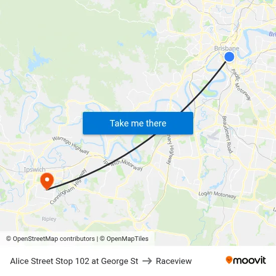 Alice Street Stop 102 at George St to Raceview map