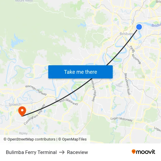 Bulimba Ferry Terminal to Raceview map