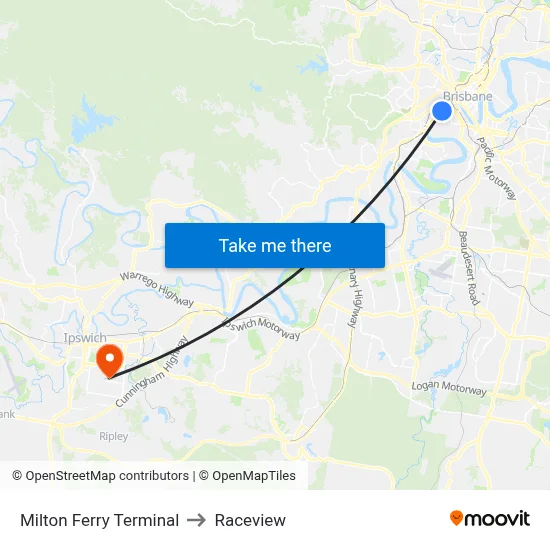 Milton Ferry Terminal to Raceview map