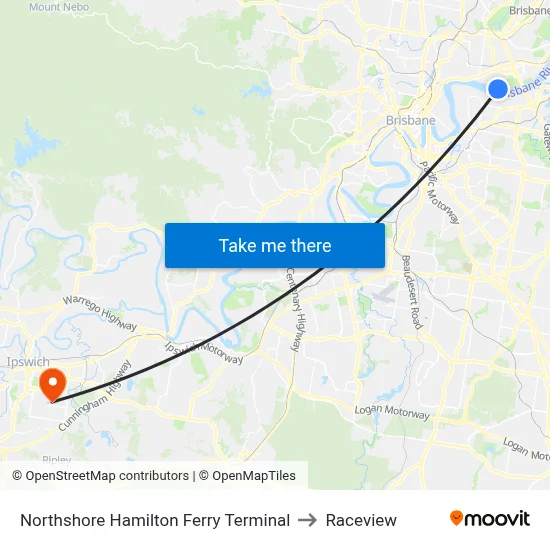 Northshore Hamilton Ferry Terminal to Raceview map