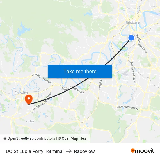 UQ St Lucia Ferry Terminal to Raceview map