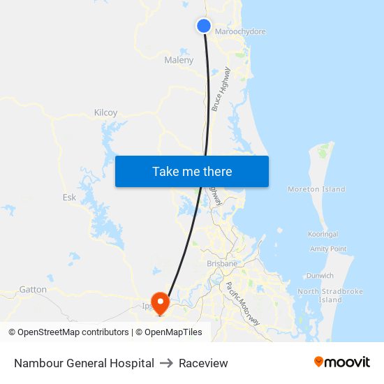 Nambour General Hospital to Raceview map