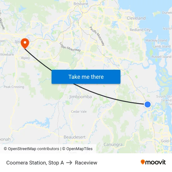 Coomera Station, Stop A to Raceview map