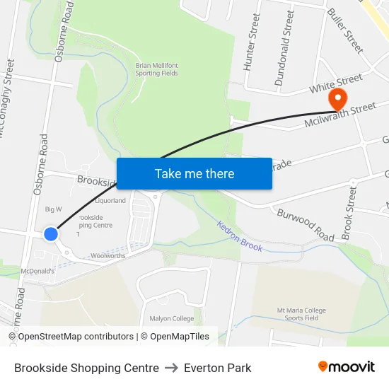 Brookside Shopping Centre to Everton Park map