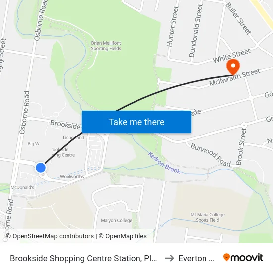Brookside Shopping Centre Station, Platform A to Everton Park map