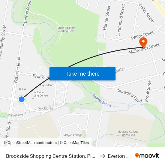 Brookside Shopping Centre Station, Platform B to Everton Park map