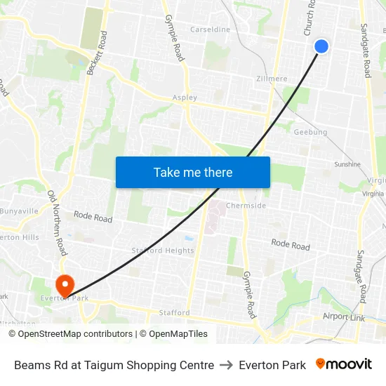 Beams Rd at Taigum Shopping Centre to Everton Park map