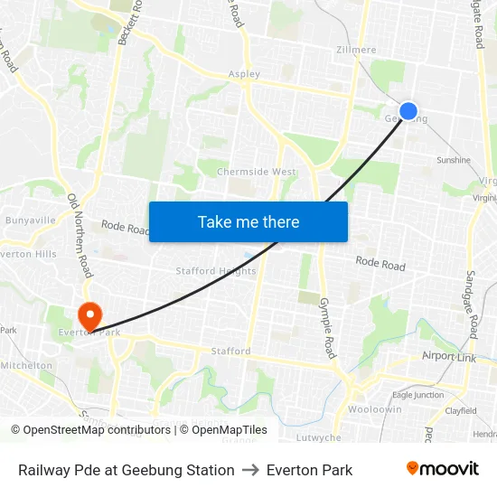 Railway Pde at Geebung Station to Everton Park map