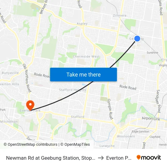 Newman Rd at Geebung Station, Stop 51 to Everton Park map