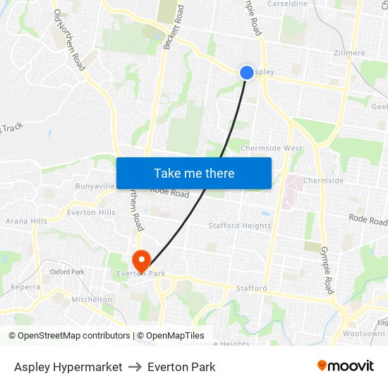 Aspley Hypermarket to Everton Park map