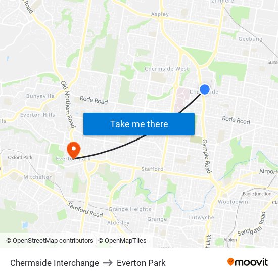 Chermside Interchange to Everton Park map