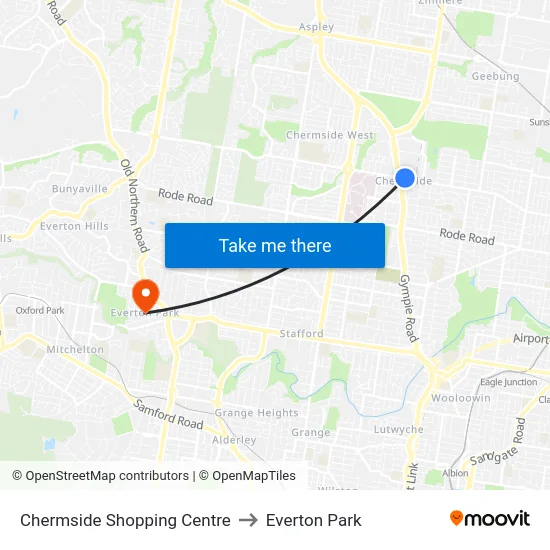 Chermside Shopping Centre to Everton Park map