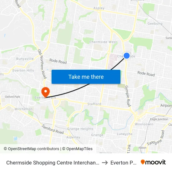 Chermside Shopping Centre Interchange H to Everton Park map
