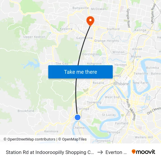 Station Rd at Indooroopilly Shopping Ctr, Stop D to Everton Park map