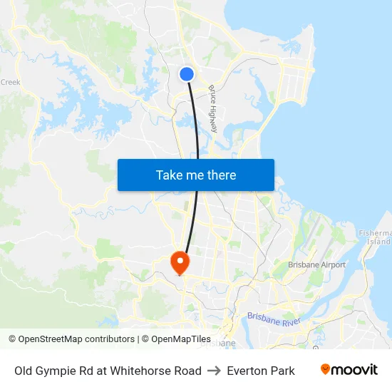 Old Gympie Rd at Whitehorse Road to Everton Park map