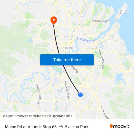 Mains Rd at Altandi, Stop 68 to Everton Park map