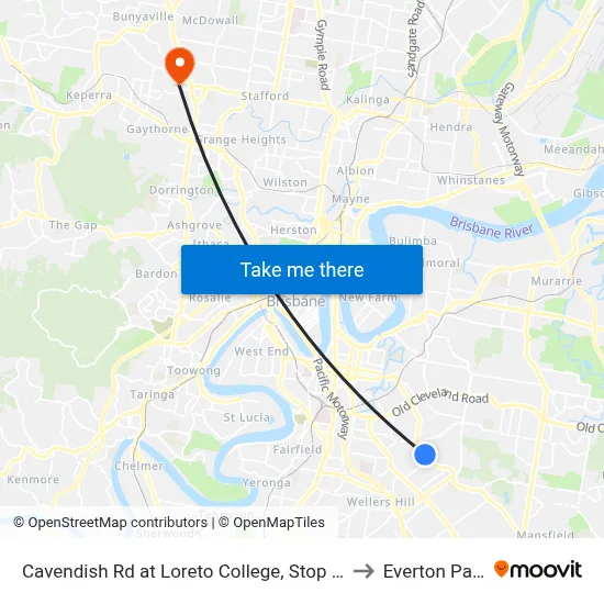 Cavendish Rd at Loreto College, Stop 35 to Everton Park map