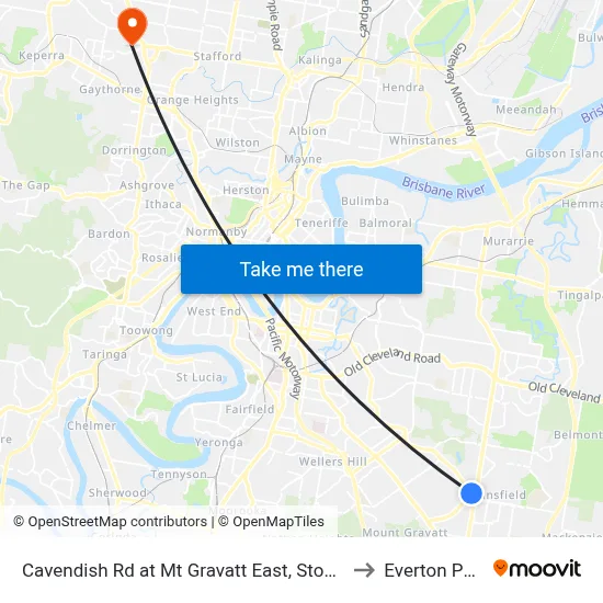 Cavendish Rd at Mt Gravatt East, Stop 60 to Everton Park map