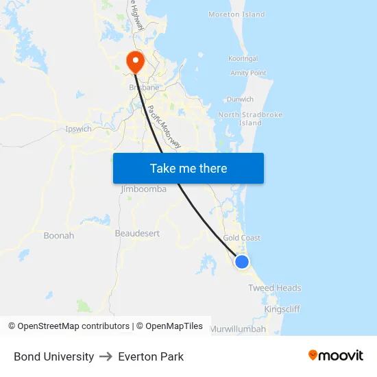 Bond University to Everton Park map