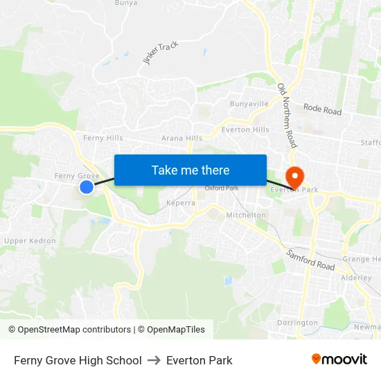 Ferny Grove High School to Everton Park map