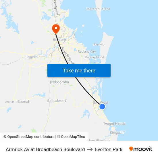 Armrick Av at Broadbeach Boulevard to Everton Park map