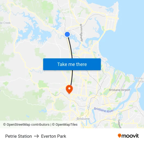 Petrie Station to Everton Park map