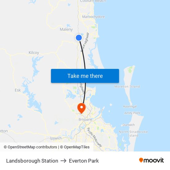 Landsborough Station to Everton Park map