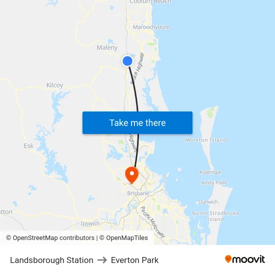 Landsborough Station to Everton Park map